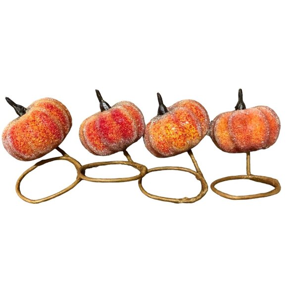 Pumpkin Napkin Rings Set of 4 Used - Picture 3 of 5